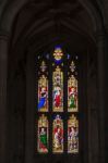 Stained Glass Window In Winchester Cathedral Stock Photo