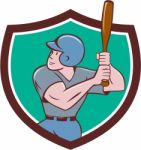 Baseball Player Batting Crest Cartoon Stock Photo