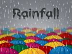 Rainfall Umbrellas Indicates Wet Parasol And Precipitation Stock Photo