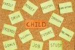 Child Concerns On A Cork Board Stock Photo