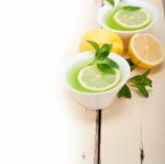 Mint Infusion Tea Tisane With Lemon Stock Photo