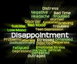 Disappointment Word Shows Let Down And Crestfallen Stock Photo
