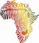 Color Map Of Africa Made Of Zebra Head And Skin Stock Photo