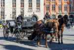 Horses And Carriages In Market Square Bruges West Flanders In Be Stock Photo