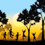 Playing Tree Represents Kids Youngsters And Childhood Stock Photo