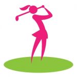 Golf Swing Woman Shows Female Player And Hobby Stock Photo