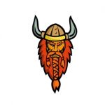 Angry Norseman Head Mascot Stock Photo