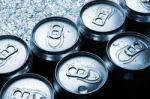 Aluminum Cans With Water Drop Stock Photo