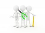 3d Team Workers With Tools Stock Photo