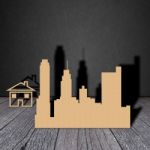 Paper City On Wood Stock Photo