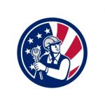 American Engineer Usa Flag Icon Stock Photo