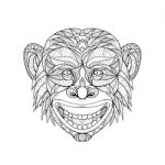 Chimpanzee Head Zentagle Stock Photo