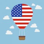 Hot Air Balloon With Usa Flag Stock Photo