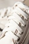 White Canvas Shoes Stock Photo