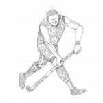 Field Hockey Player Doodle Stock Photo
