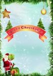 Merry Christhmas Celebration Banner With Santa Clause Stock Photo