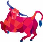 Texas Longhorn Bull Prancing Low Polygon Stock Photo