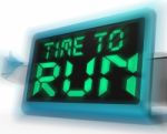 Time To Run Digital Clock Means Under Pressure And Must Leave Stock Photo