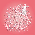 Bunny And Flowers For Easter Day Greeting Card Stock Photo