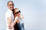 Love Couple Stretching Their Hands Together Stock Photo