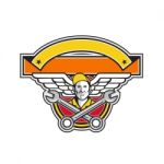 Crew Chief Crossed Spanner Army Wings Banner Icon Stock Photo