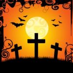Halloween Graveyard Represents Trick Or Treat And Afterlife Stock Photo