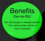 Benefits Definition Button Stock Photo