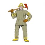 American Firefighter Fire Axe Drawing Stock Photo