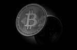 Dark Bitcoin Coins Stock Photo