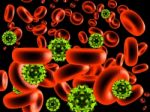 Virus Cell And Blood Cell  Stock Photo
