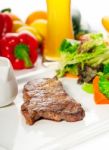 Juicy Bbq Grilled Rib Eye ,ribeye Steak And Vegetables Stock Photo