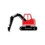 Mechanical Excavator Digger Retro Icon Stock Photo