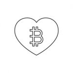 Cryptocurrency Bitcoin Love Heart Thin Line Flat Design Icon Vec Stock Photo