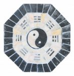 Yin Yang Sign On Old Tiled Wall Stock Photo