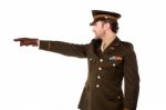 Military Personnel Pointing Away Stock Photo