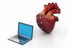 Computer Connected To A Heart Stock Photo