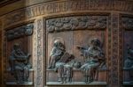 Detail From A Wooden Panel Inside St Vitus Cathedral In Prague Stock Photo