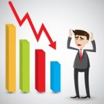 Cartoon Businessman Fail With Graph Fall Stock Photo