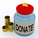 Donate Jar Means Fundraiser Charity And Giving Stock Photo