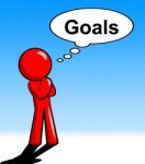 Thinking Goals Character Shows Aspiration Targets And Mission Stock Photo