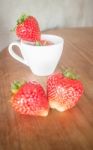 Fresh Ripe Strawberries On Wooden Background Stock Photo