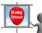 Baby Shower Sign Shows Cheerful Festivities And Parties Stock Photo