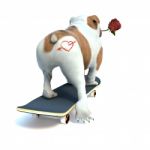 Happy Valentines Day With Heart At Buttocks Dog Stock Photo