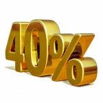 3d Gold 40 Forty Percent Discount Sign Stock Photo