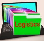 Logistics Folders Laptop Mean Planning Organization And Coordina Stock Photo