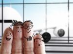 Finger Family At Airport Stock Photo