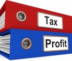 Tax Profit Folders Show Paying Income Taxes Stock Photo