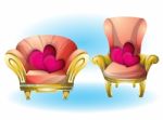 Cartoon  Illustration Interior Valentine Room With Separated Layers Stock Photo