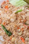 Fried Rice With Squid Stock Photo