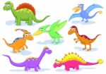 Dinosaur Cartoon Set Stock Photo